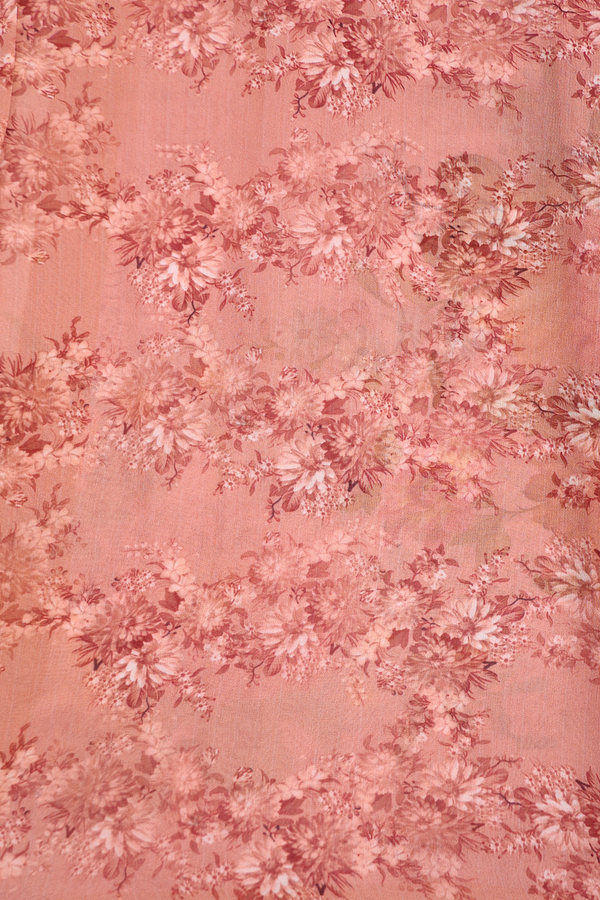 Georgette Saree In Pink With Floral Design