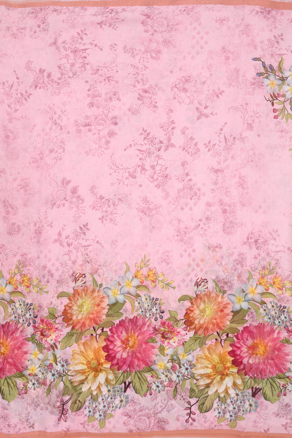 Georgette Saree In Pink With Floral Design