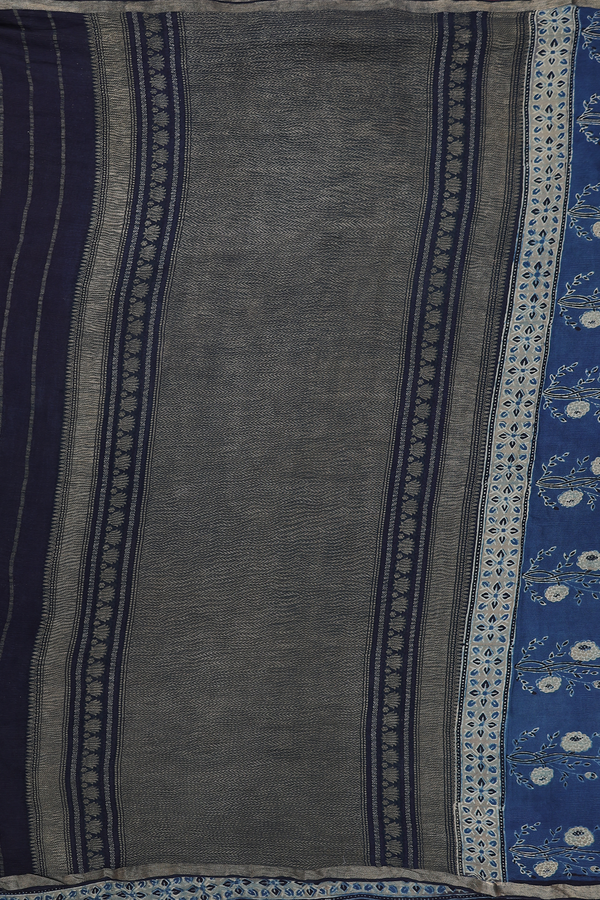Georgette Saree In Prussian Blue With Paisley Design