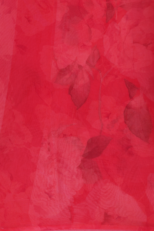 Georgette Saree In Red With Floral Printed Design