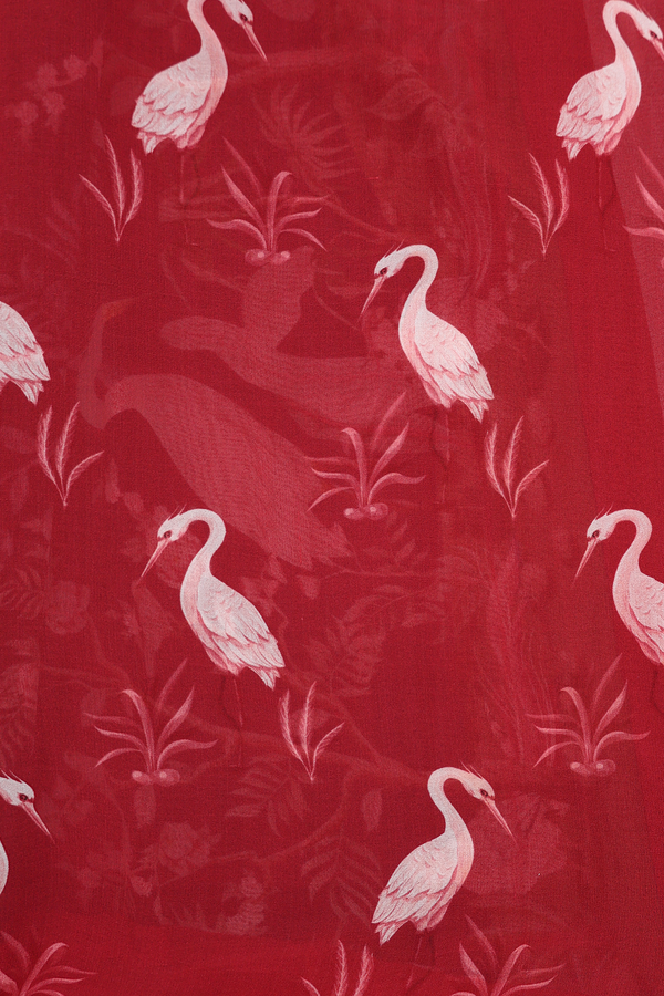 Georgette Saree In Regal Purple With Birds Design