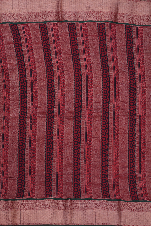 Georgette Saree In Ruby Red With Ajrakh Printed Design