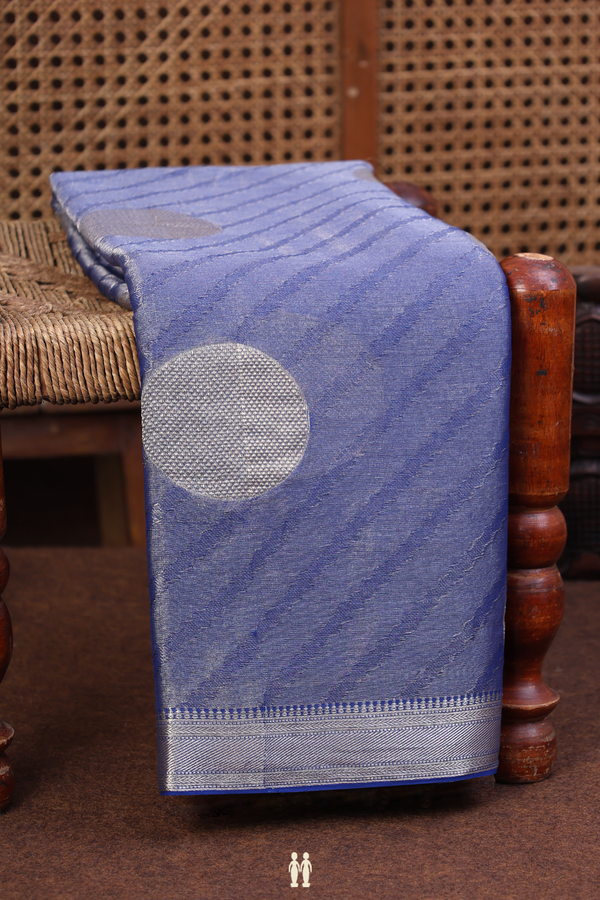 Georgette Saree In Tissue Blue With Circle Design