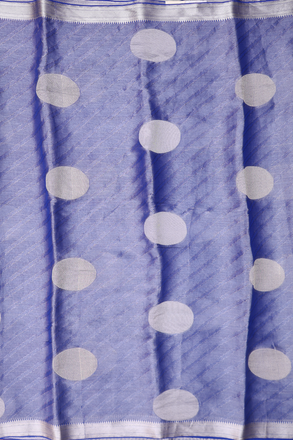 Georgette Saree In Tissue Blue With Circle Design