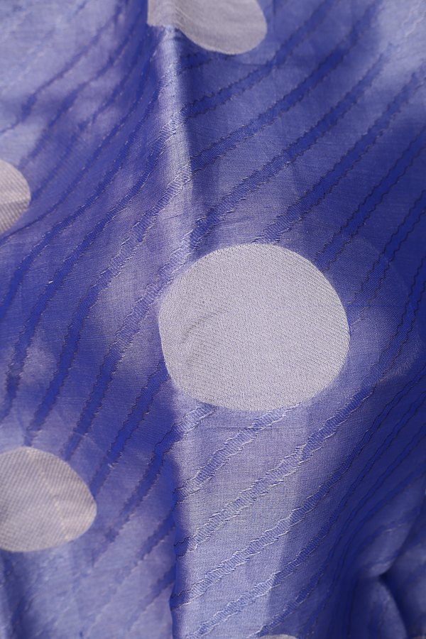 Georgette Saree In Tissue Blue With Circle Design