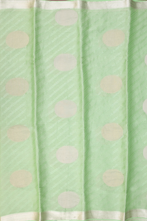 Georgette Saree In Tissue Green With Circle Design