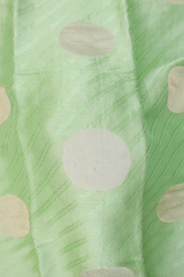 Georgette Saree In Tissue Green With Circle Design