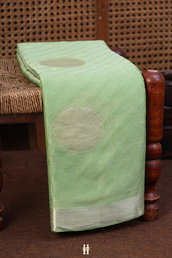 Georgette Saree In Tissue Green With Circle Design