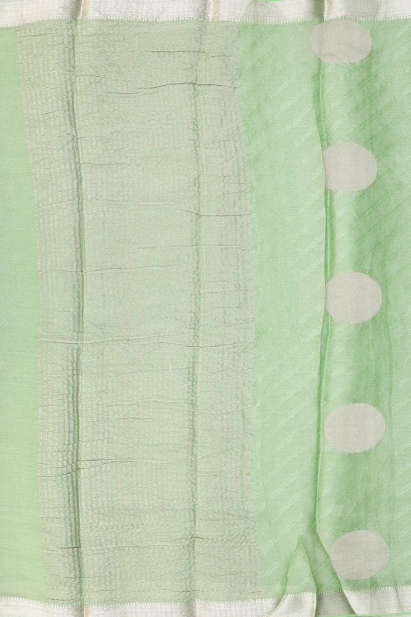 Georgette Saree In Tissue Green With Circle Design