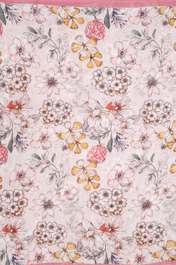 Georgette Saree In White With Floral Design