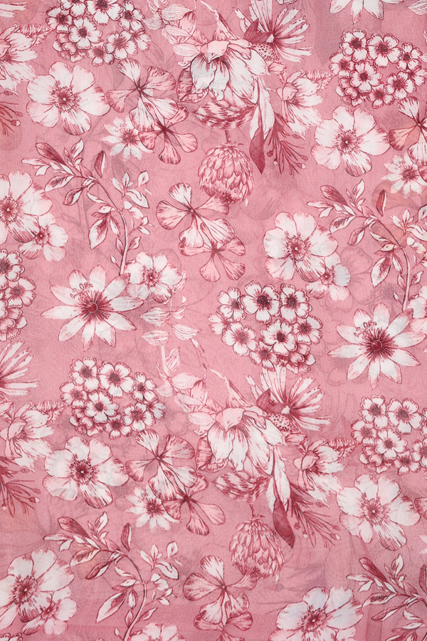 Georgette Saree In White With Floral Design