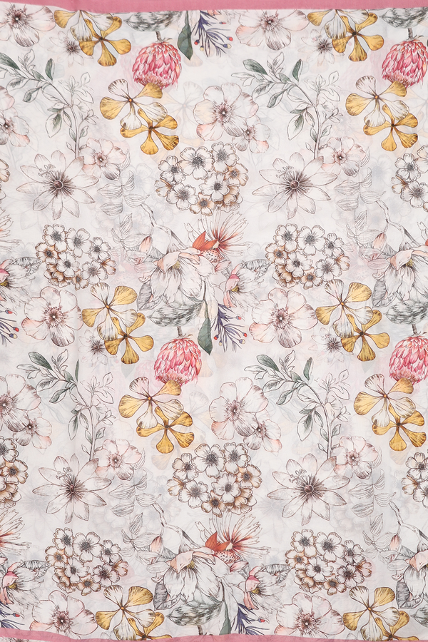 Georgette Saree In White With Floral Design