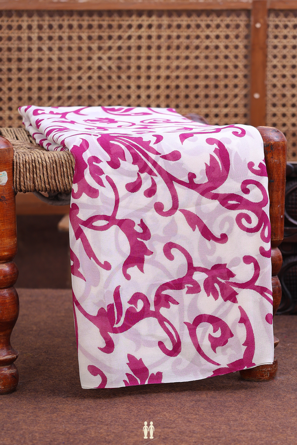 Georgette Saree In White With Printed Design