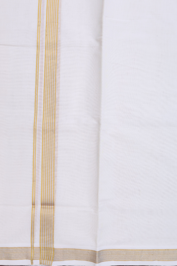 Zari Border White Cotton Dhoti