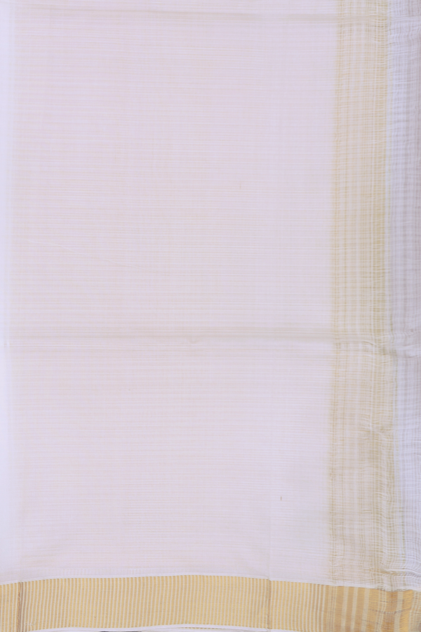 Kanchipuram Silk Saree In White With Hand Painted Border