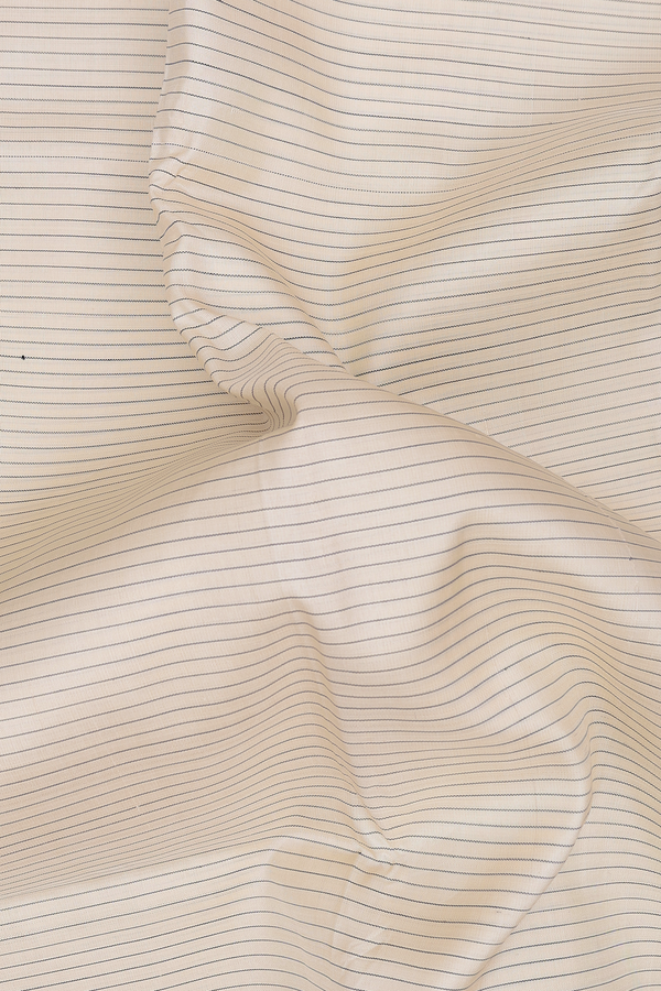 Kanchipuram Silk Saree In Cream Color With Stripes Design
