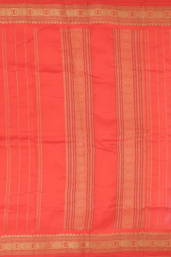 Kanchipuram Silk Saree In Cardamom Green With Floral Design