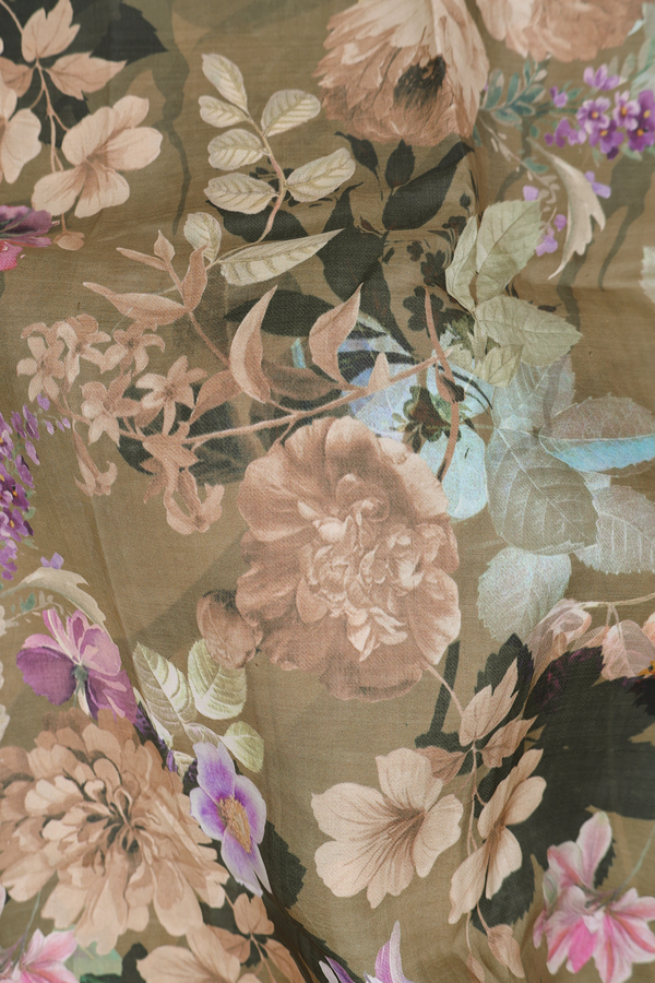 Kanchipuram Silk Saree In Cardamom Green With Floral Design