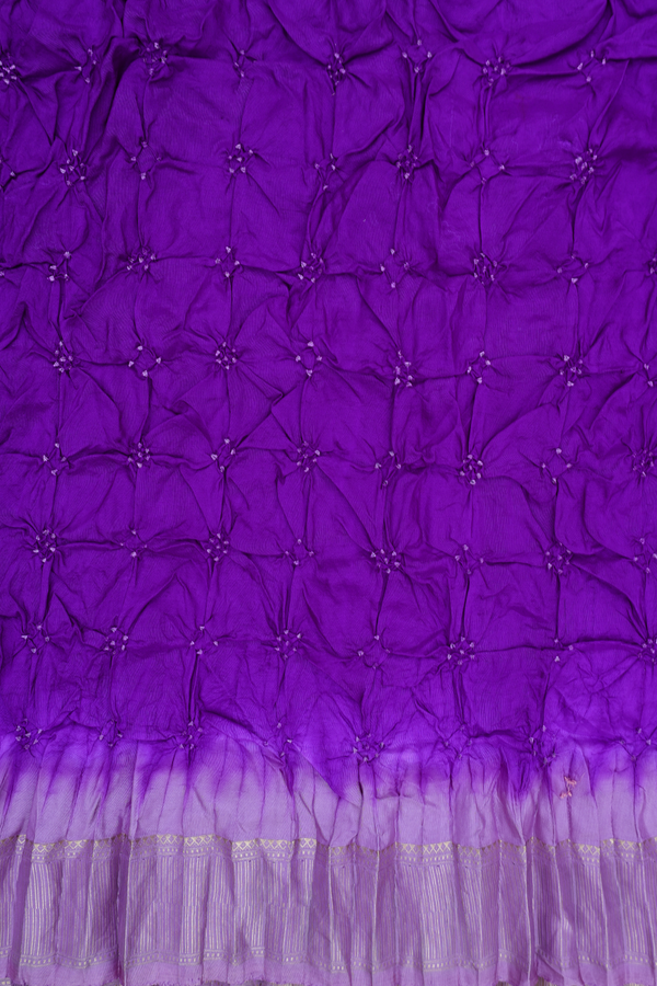 Bandhani Silk Saree In Purple With Tie And Dye Design