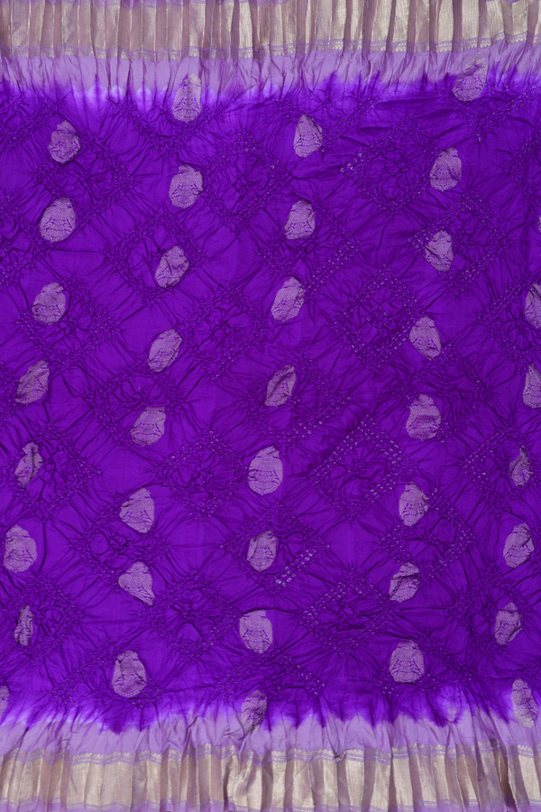 Bandhani Silk Saree In Purple With Tie And Dye Design