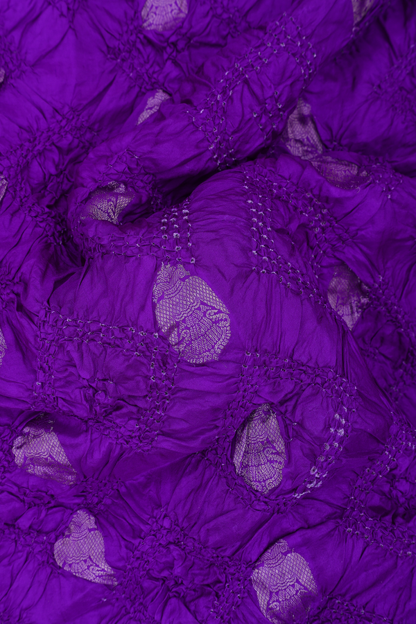Bandhani Silk Saree In Purple With Tie And Dye Design