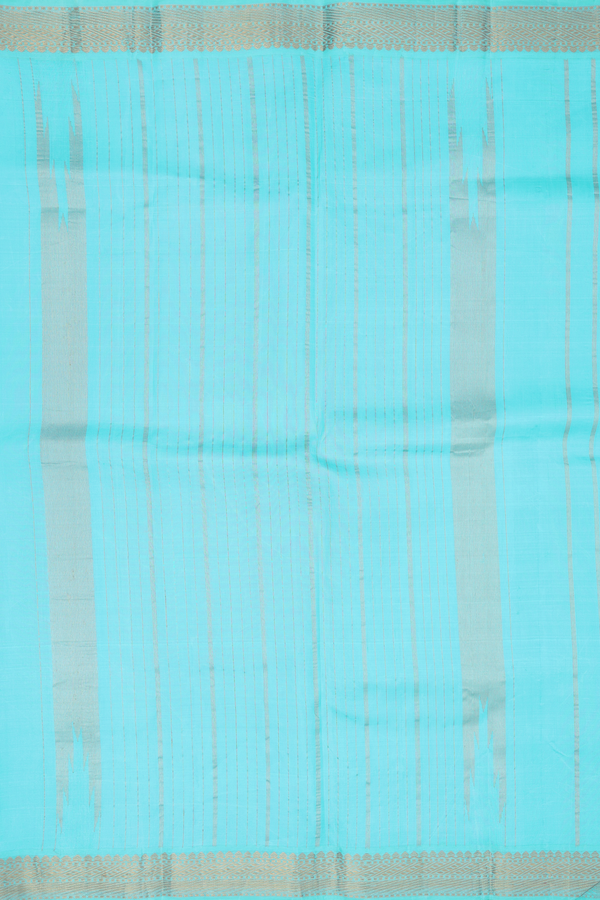 Kanchipuram Silk Saree In Light Blue With Printed Design