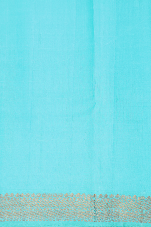 Kanchipuram Silk Saree In Light Blue With Printed Design