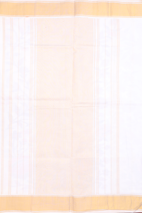 Kanchipuram Silk Saree White With Floral Hand Painted Design