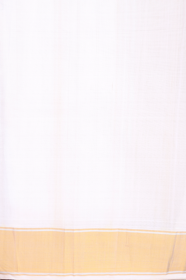 Kanchipuram Silk Saree White With Floral Hand Painted Design