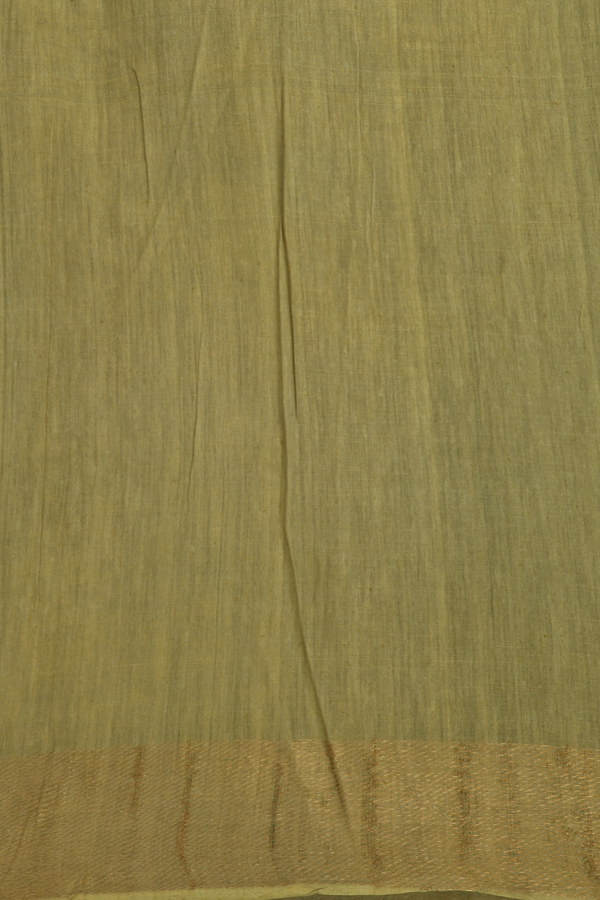 Handloom Cotton Saree In Pear Green With Zari Border