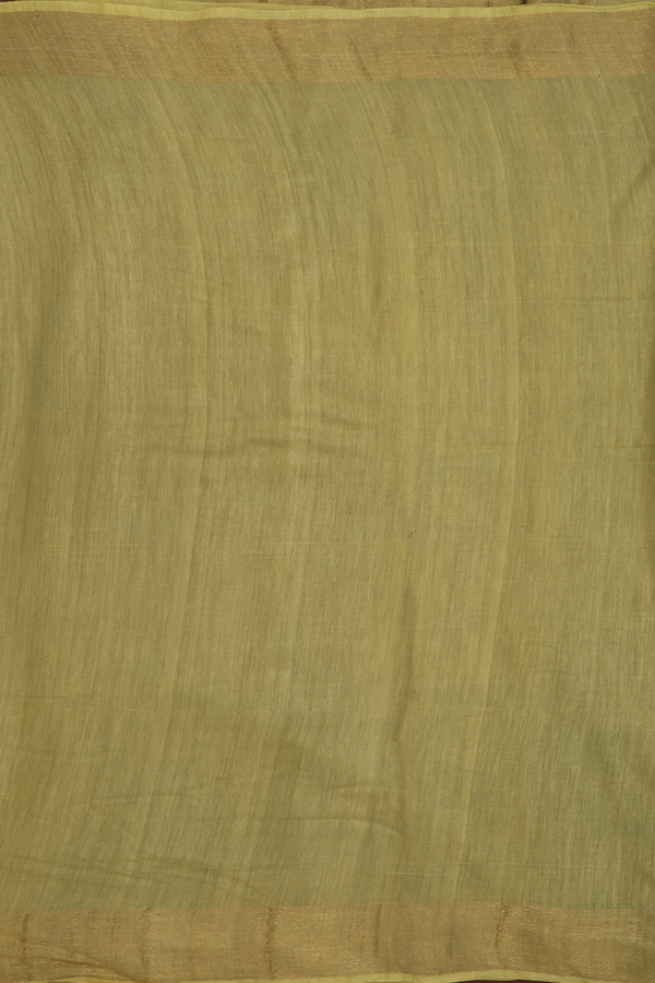 Handloom Cotton Saree In Pear Green With Zari Border