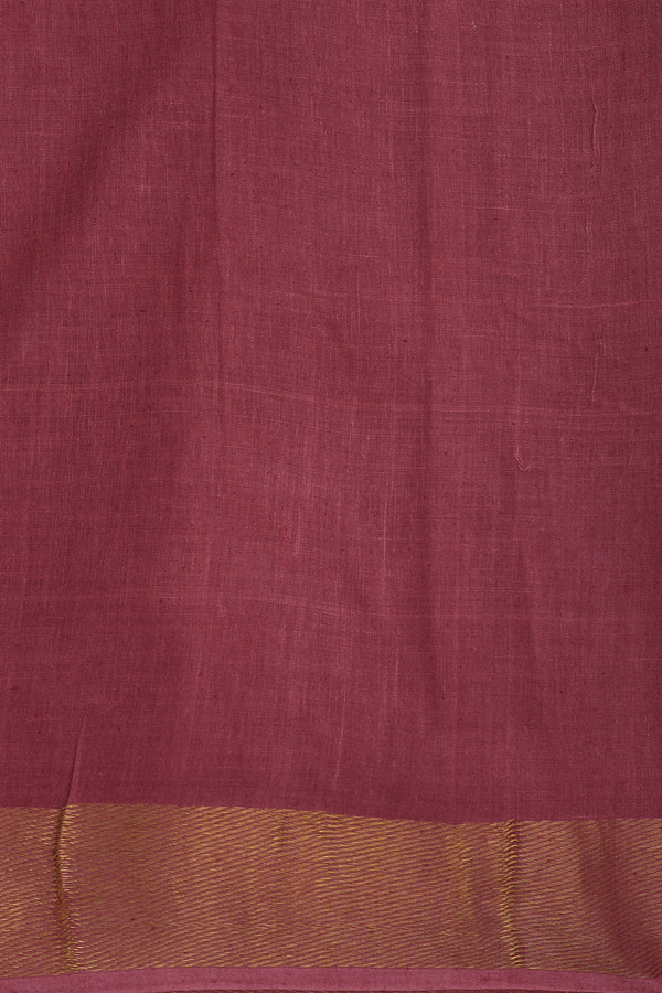 Handloom Cotton Saree In Dusty Rose Pink With Zari Border