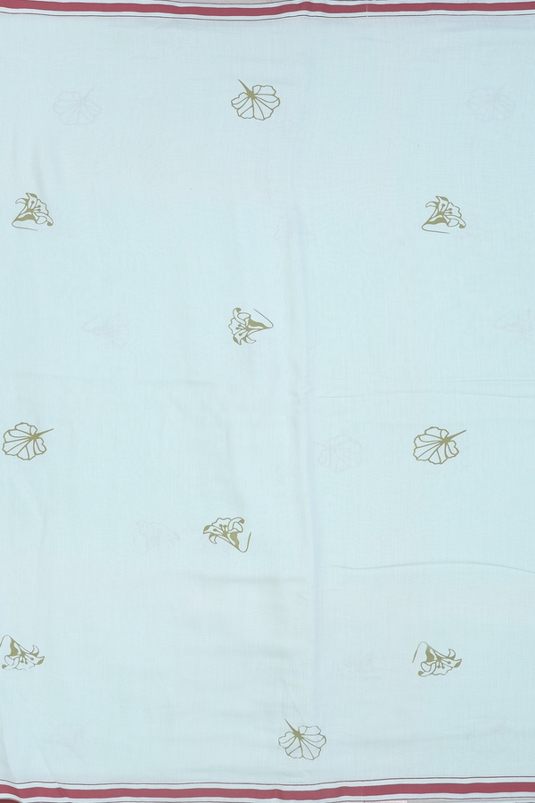 Soft Silk Saree In Pastel Green With Printed Design