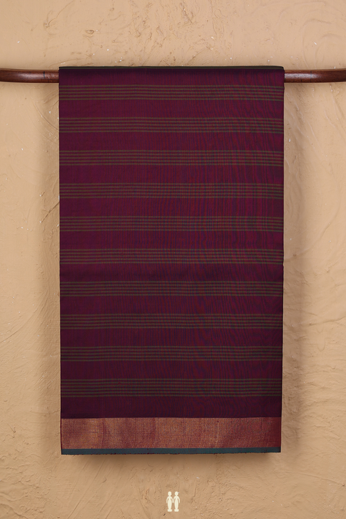 Kanchipuram Silk Saree In Purple And Dual Tone With Stripes
