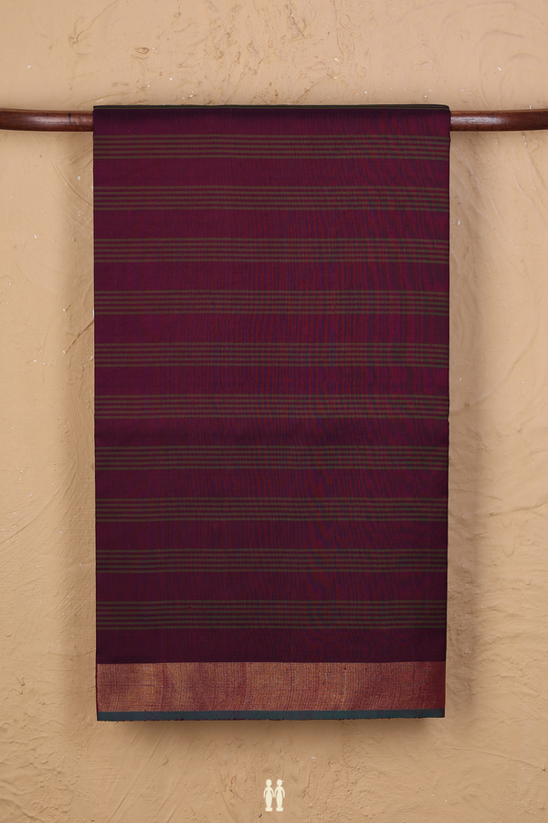 Kanchipuram Silk Saree In Purple And Dual Tone With Stripes