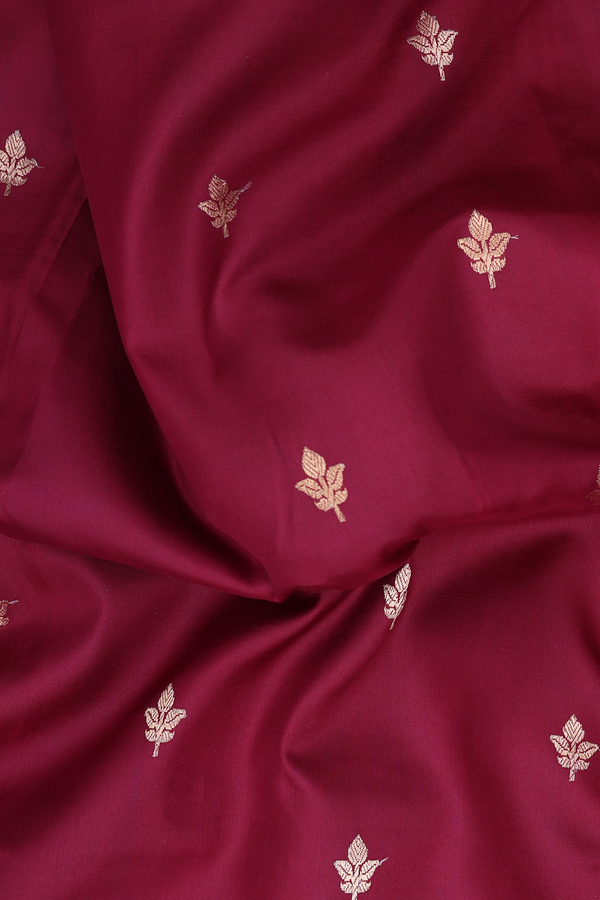 Banarasi Silk Saree In Burgundy Red With Floral Buttas