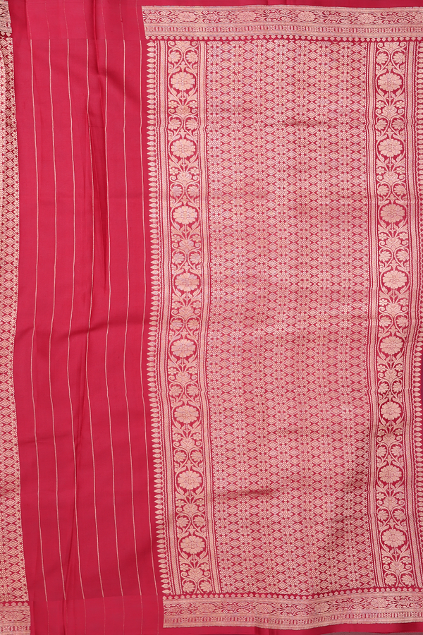 Banarasi Silk Saree In Burgundy Red With Floral Buttas