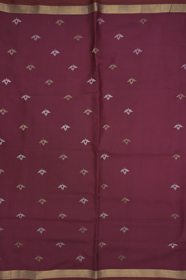 Uppada Silk Saree In Plum Purple With Floral Buttas