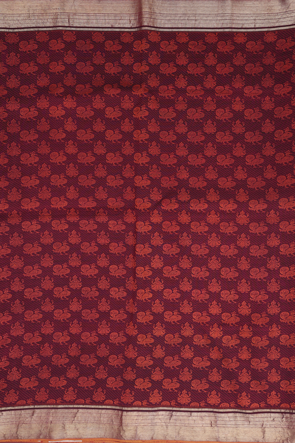 Kanchipuram Silk Saree In Maroon With Peacock Design