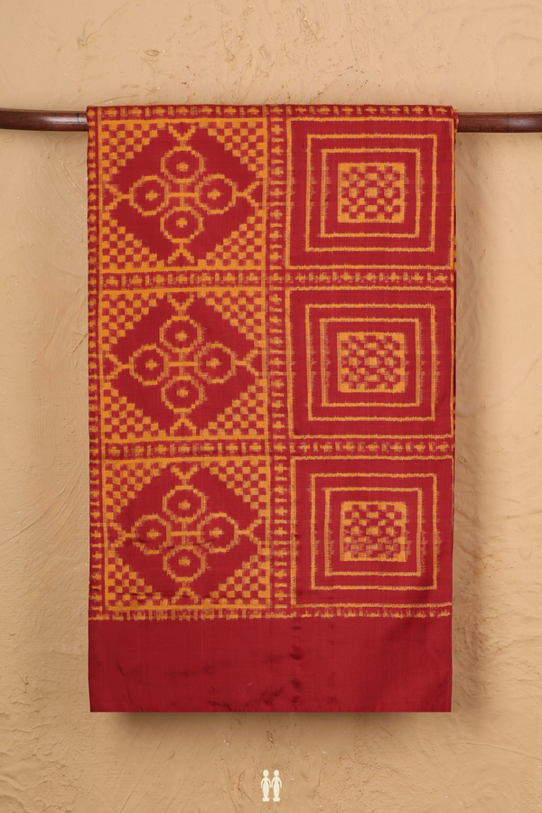 Pochampally Silk Saree Crimson Red With Allover Design