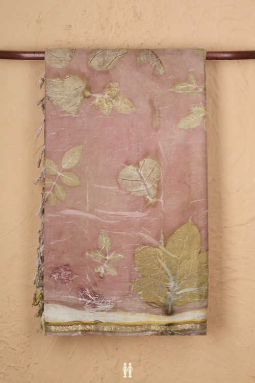 Kanchipuram Silk Saree In Rose Brown With Natural Dye Printed
