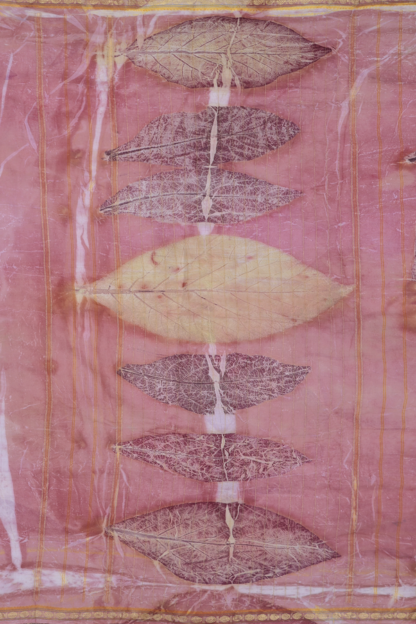 Kanchipuram Silk Saree In Rose Brown With Natural Dye Printed