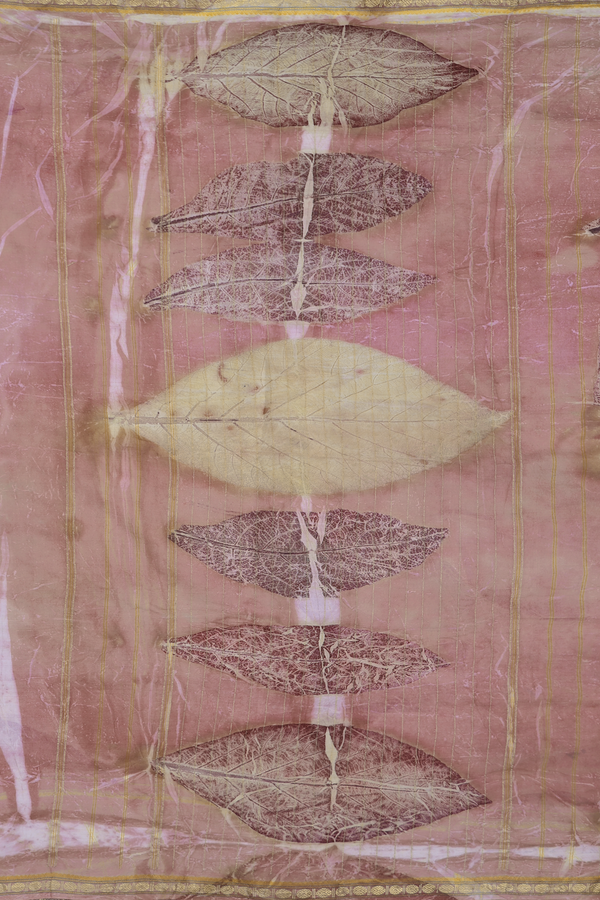 Kanchipuram Silk Saree In Rose Brown With Natural Dye Printed