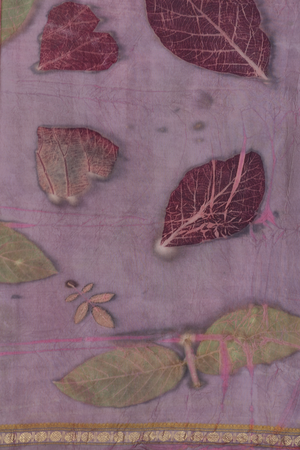 Kanchipuram Silk Saree In Rose Brown With Natural Dye Printed