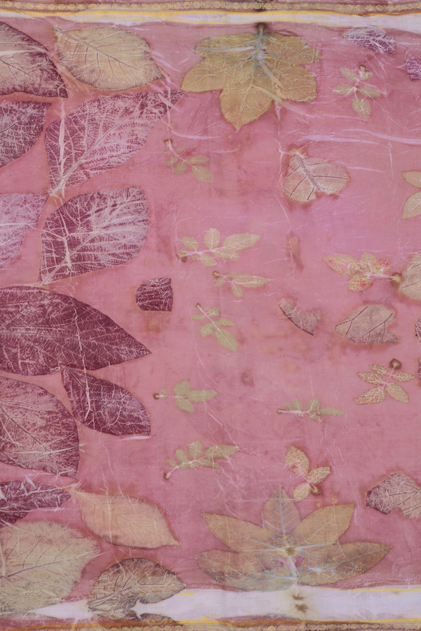 Kanchipuram Silk Saree In Rose Brown With Natural Dye Printed