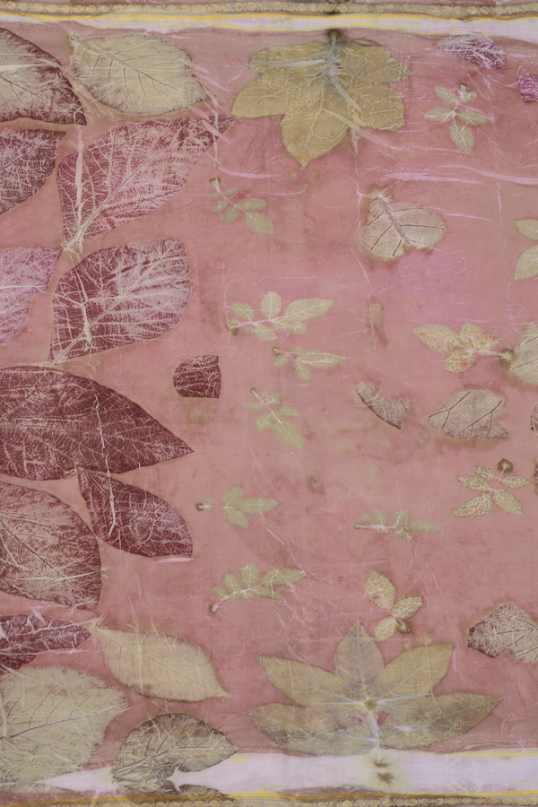 Kanchipuram Silk Saree In Rose Brown With Natural Dye Printed