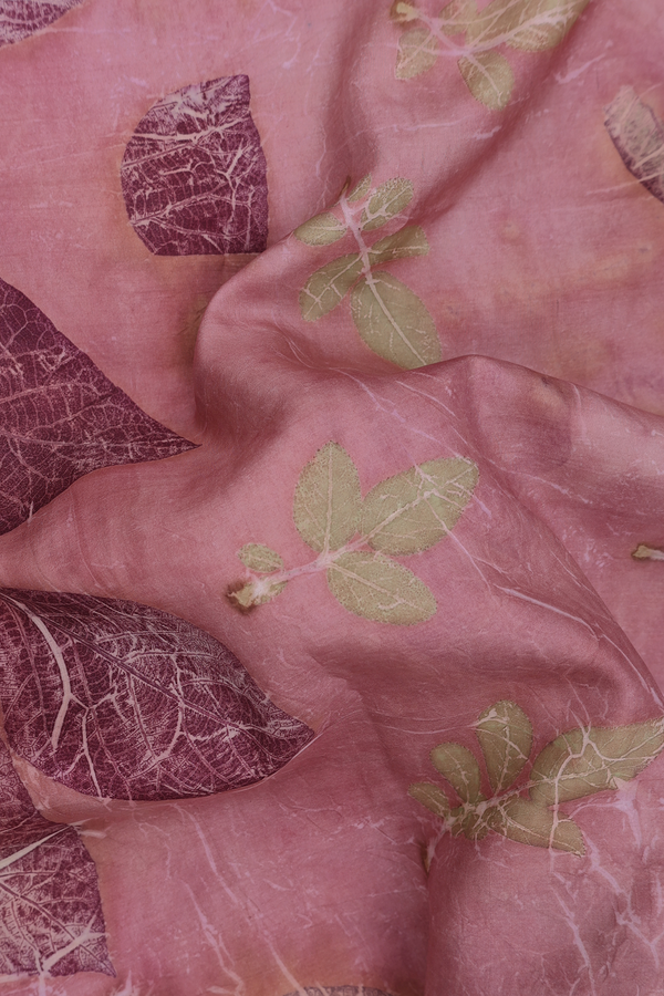 Kanchipuram Silk Saree In Rose Brown With Natural Dye Printed