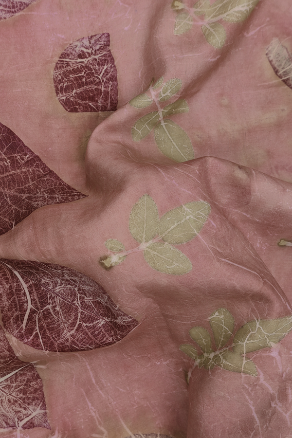 Kanchipuram Silk Saree In Rose Brown With Natural Dye Printed