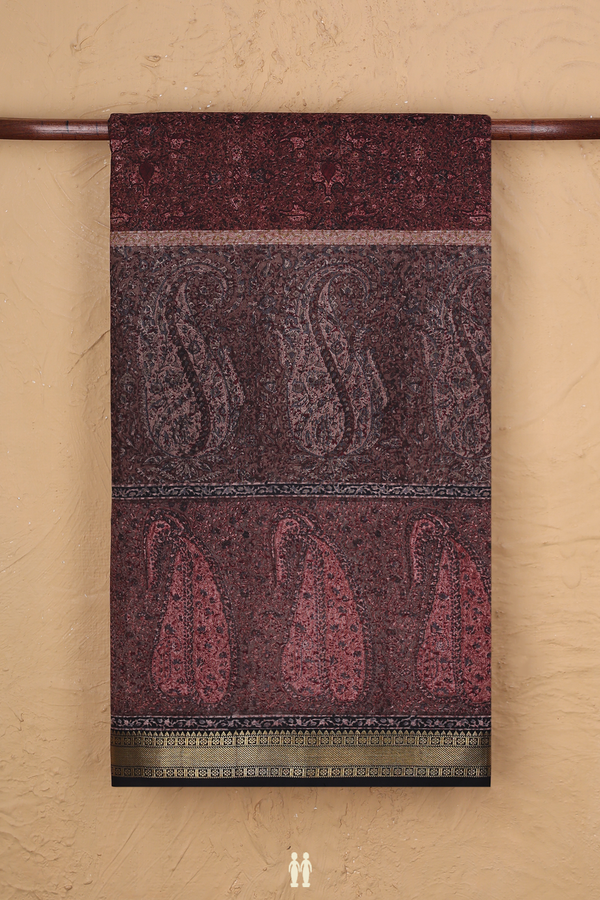 Kanchipuram Silk Saree In Brown With Natural Dye Printed