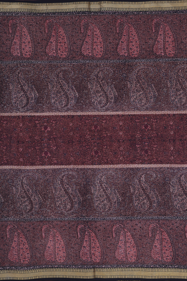 Kanchipuram Silk Saree In Brown With Natural Dye Printed